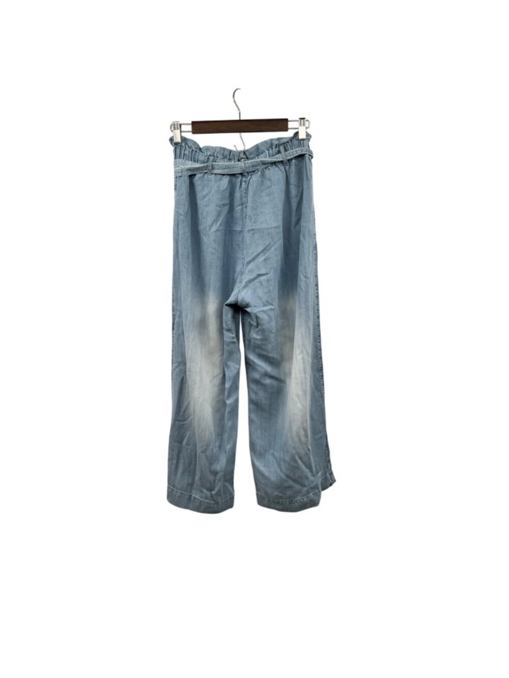 Chelsea & Theodore Lightweight Paperbag Pants Blue Wide Leg Small Belted - Picture 6 of 8